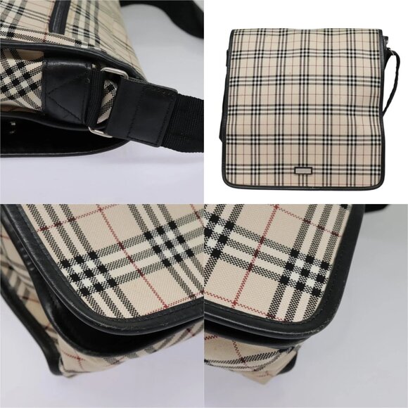 BURBERRY Nova Check Shoulder Bag Canvas Leather Beige Black Auth hk1703 - Picture 14 of 15